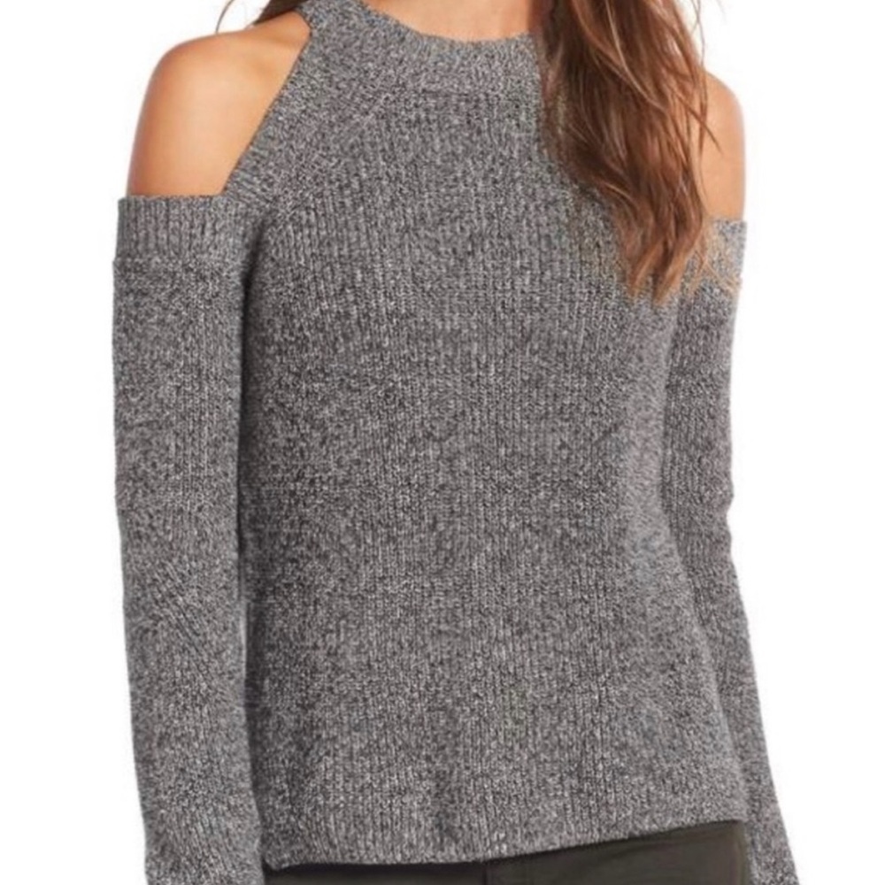 Rag & Bone Cold Shoulder Sweater Size Large Gray Knit Cotton Pullover Women’s